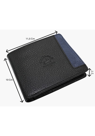 Westpolo Hakiki Deri Kağıt Para Ve Bol Kart Bölmeli Slim Unisex Cüzdan - Siyah-lacivert Siyah-cr Lacivert