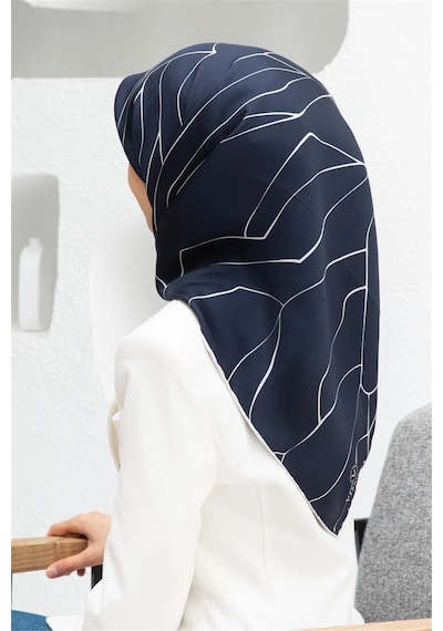 Vissona Twill İpek Eşarp 60801-26 Lacivert - Krem