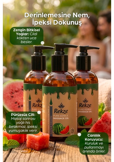 Doğal 3 Adet Karpuz Özlü Duyusal Ve Aromaterapi Yenilir Masaj Yağı 120 Ml - 306302711