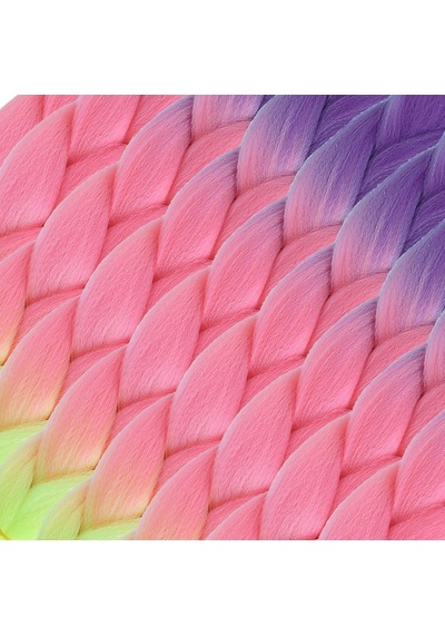 Afrika Örgülük Ombreli Sentetik 100 Gr. / Mor / Açık Pembe / Neon Sarı - Zmff-462964 Çok Renkli