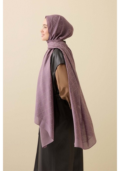 Imannoor İman I Kafes Gri-lila Tencel Pamuk İpek Şal 70x200 Gri-lila