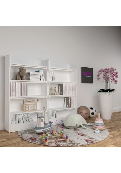 Montessori Krem Kitaplık Mdf Sis Gri Montessori Krem Kitaplık Mdf Sis Gri