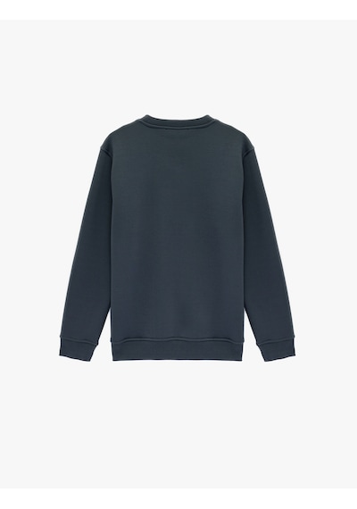 Koton Uzun Kollu Şardonlu Baskılı Bisiklet Yaka Sweatshirt Antrasit 6wam70308mk Antrasit