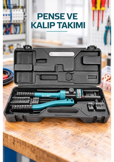 Total Profesyonel Hidrolik Kablo Pabuç Sıkma Pensesi 70 Kn, 16 240 Mm², Full Kalıp Takımı Dahil