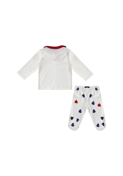U.S. Polo Assn. Ekru Çırçıtlı Kalp Desenli Bebek 3lü Takım Vanilya
