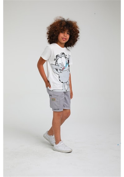 Jack Lions Erkek Çocuk Pamuklu Garfield Tshirt-12842-beyaz Beyaz