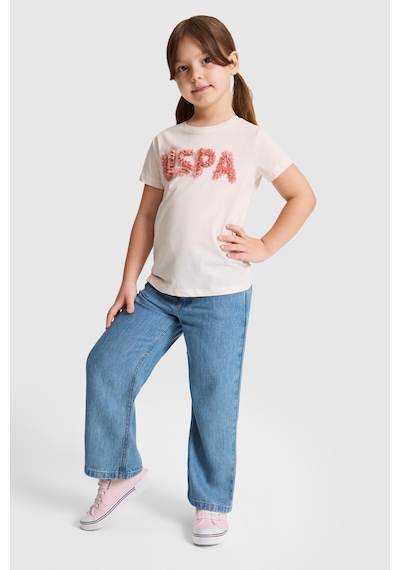 U.S. Polo Assn. Kız Çocuk Krem Tişört 50325656-vr071