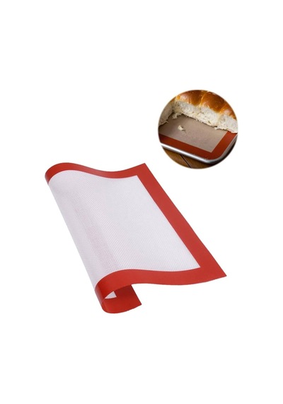 Fırınlanabilir Kendinden Yağlı Silikon Pişirme Matı Silpat Yıkanabilir Fırın Matı 30 X 40 Cm Kırmızı