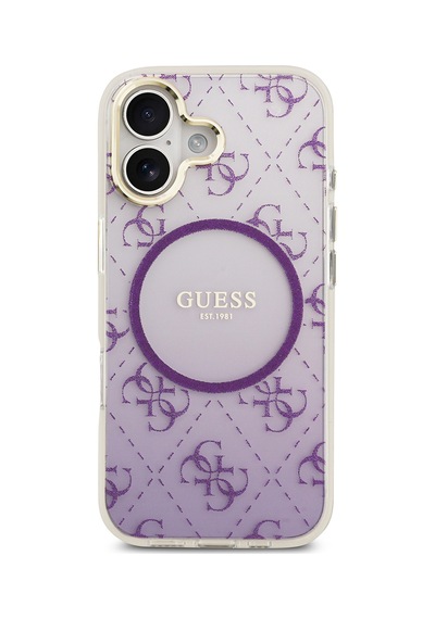 Apple Uyumlu iPhone 17 Kılıf Guess Lisanslı M-safe Özellikli 4g Desenli Simli Silikon Kapak Mor Mor