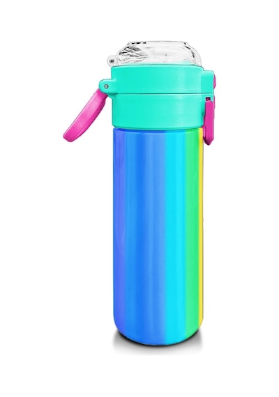 Coral High Kids Renkli Çizgili Desenli Pipetli Ve Direkt İçim Çelik Termos 500 Ml 31873 Çok Renkli