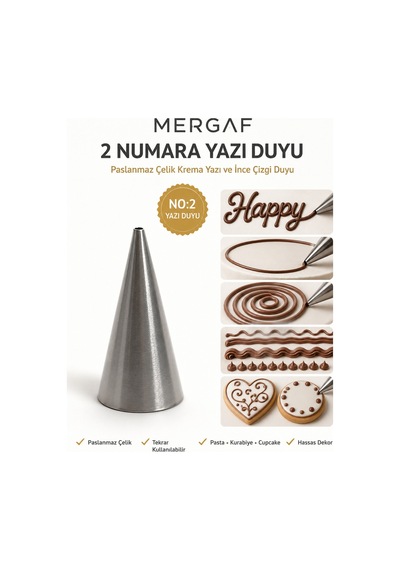 Krema Duyu Ve Pasta Süsleme Ucu, Doğum Günü Pasta Yazı Yazma Duyu 2 Adet Şanti Torbası No: 2