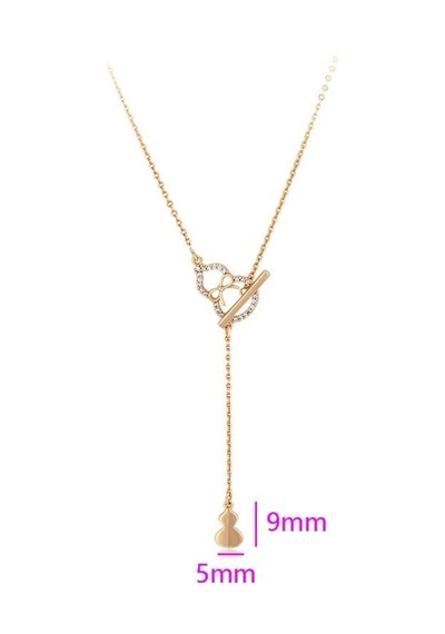 Zirkon Taşlı Su Kabağı Motifli Yaka Sallantılı 18 Ayar Altın Kaplama Kadın Kolye Gold