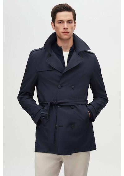 D's Damat Ds Damat Regular Fit Lacivert Apoletli Beli Kemerli Pardösü/Trenckot 1HF08ORT00013 Lacivert