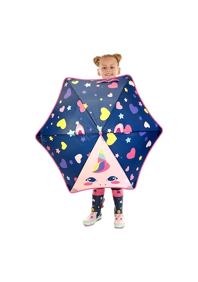 Denokids Kalpli Unicorn Kız Çocuk Lacivert Şemsiye