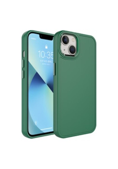 Lexroo İphone 14 Metal Çerçeve Ve Buton Tasarımlı Sert Botox Silikon Kılıf - Koyu Yeşil