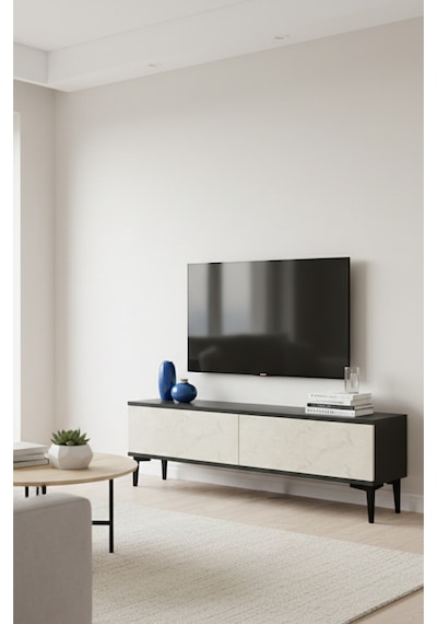 Tsa1299at Aplos Tv Stand, Tv Sehpası Antrasit-traverten 120cm