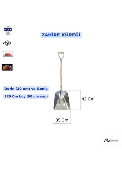 Faryap Kürek Geniş Ağızlı Ahşap Saplı Dayanıklı Çelik Gövde Profesyonel