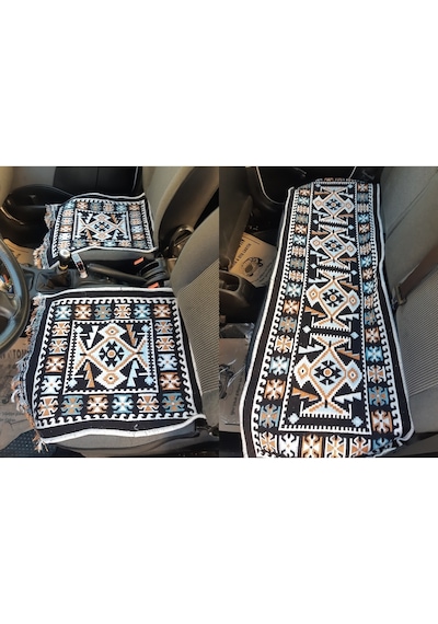 1.Kalite Uşak Kilimi Oto Koltuk Üzeri Serme Kilim Seti