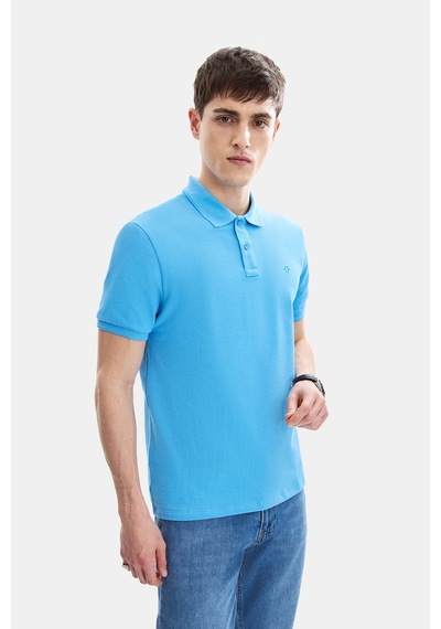 Backandbond Gök Mavi Regular Fit Örme Polo Yakatişört