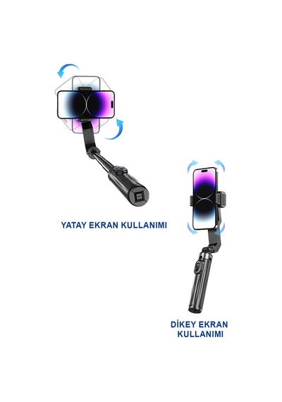 Gimbal Sabitleyici Ve Tripod Bluetooth Kumandalı 9 Renk Led Işıklı Selfie Çubuğu Mt6703