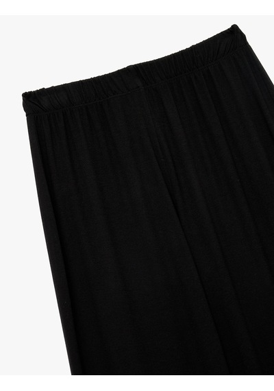 Koton Viskon Kumaş Geniş Paça Pijama Altı Siyah 6wlk40204mk Siyah