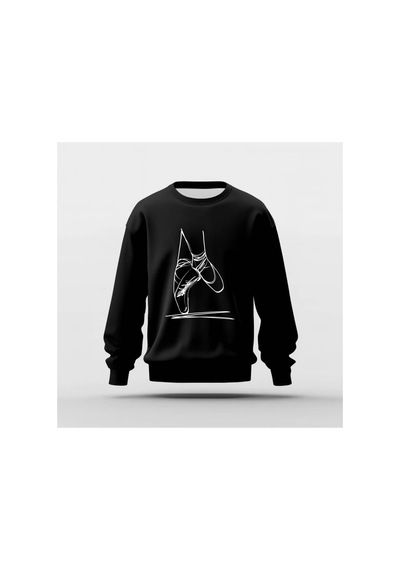 Ada Kostüm Tasarım Point Baskılı Basic Sweatshirt Siyah
