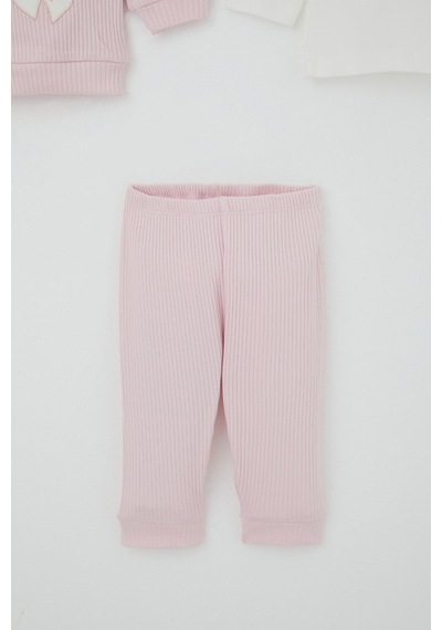 Breeze Kız Bebek Bodyli 3 Lü Takım Fiyonk Arma Nakışlı 4 Ay - 1 Yaş , Pembe