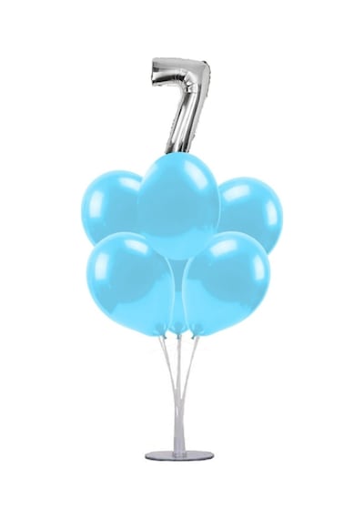 7 Yaş Rakam Folyo Balon Altın Gold 40 CM Balon Stand. 6 Adet Bal