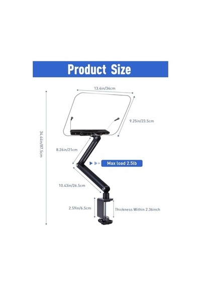 Ayarlanabilir Masa Kenarı Kitap Ve Tablet Standı 360 Dönebilen, 87.5cm Yükseklik Ayarlı, Kelepçeli Metal Kol Çok Renkli Ayarlanabilir Masa Kenarı Kitap Ve Tablet Standı 360 Dönebilen, 87.5cm Yükseklik Ayarlı, Kelepçeli Metal Kol Çok Renkli