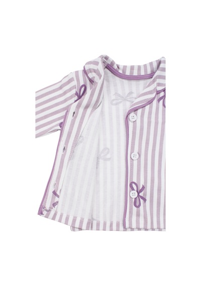 By Bebekodam Kız Bebek Beyaz Lila Fiyonklu Çizgili Pijama Takımı