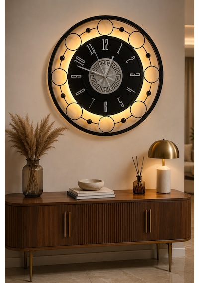 Siyah - Nova Galaxy Full Metal - Pilli Led - Metal Ledli Duvar Saati