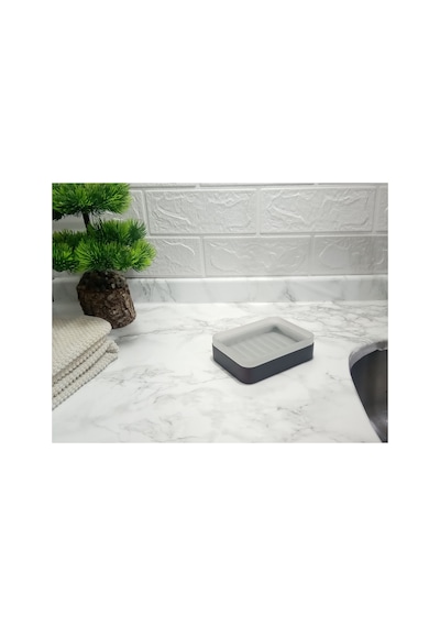 Buççin Online Mağaza Sabunluk Buz Desenli 12x8x3cm Banyo Seti Cam Kahverengi Çok Renkli