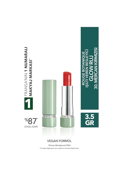 Yves Rocher Rouge Botanique Işıltı Veren Besleyici Glow Ruj - 30. Mercan Kırmızısı -vegan-3.5g 30 Mercan Kırmızısı
