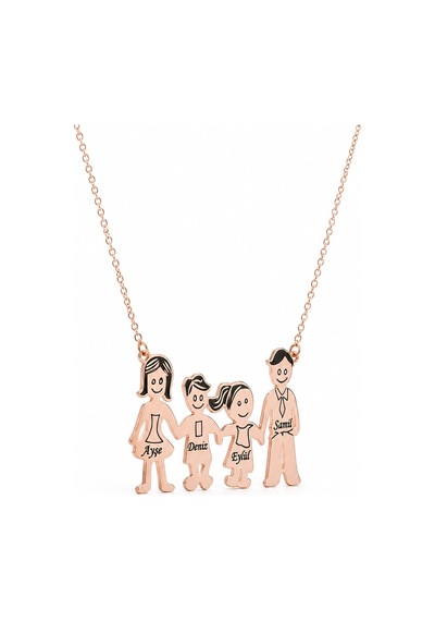 Gümüş Aile Kolyesi - Rose Rose Gold