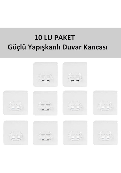 Alper Banyo 10lu Güçlü Kendinden Yapışkanlı Kancalar Köşe Rafı Banyo Rafı Duş Rafı Kancası, Su Geçirmez Askı Şeffaf