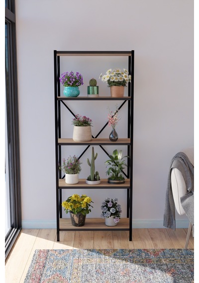 Titan Saksılık Saksı Çiçek Standı Rafı Dekoratif Çok Amaçlı Saksılık 150x60cm Atlantikçam Kahverengi