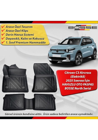 Citroen C3 Aircross Elektrikli Paspas Araca Özel Paspas 2025 Sonrası Derin Havuzlu Paspas Serisi