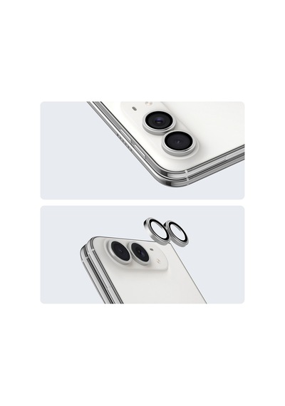 Apple Uyumlu iPhone Duo Youngkit Alloy  Parlama Önleyici Kamera Lens Koruyucu Aparatlı Gümüş
