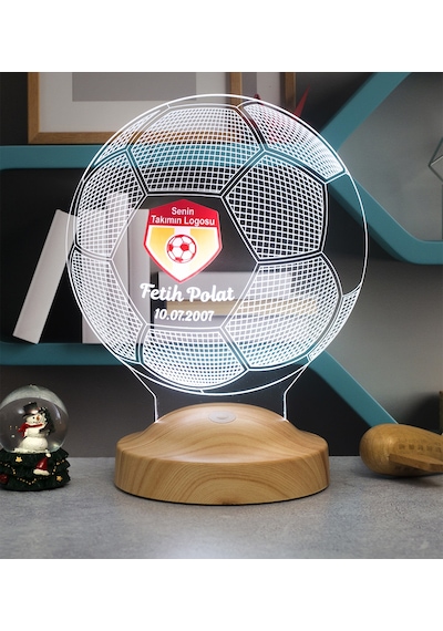 Futbol Topu Şeklinde 3 Boyutlu Takım Logolu Led Lamba, Kulüp Logo