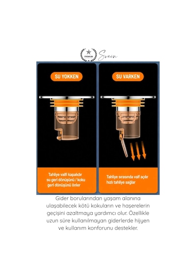 Kokuönleyici Koku Önleyici Gider Aparatı Dn40 Dn50 Lavabo Sifon Geri Akış Engelleyici Paslanmaz Çel