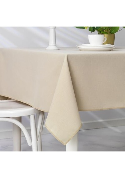 Home Bianca Keten Polyester Masa Örtüsü 160x250-krem Acı Kahverengi