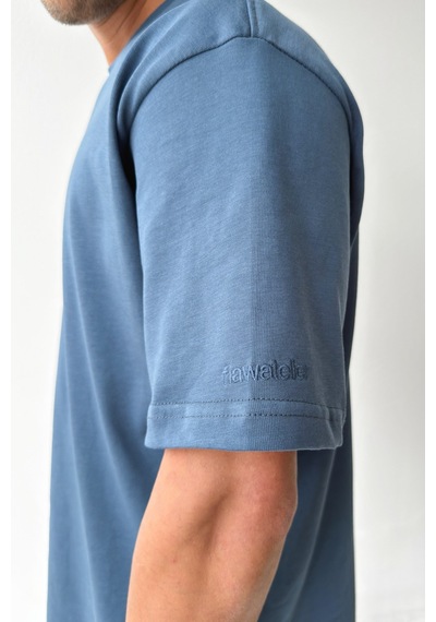 Flaw Atelıer Basic Oversize Fit İndigo Tişört-29501