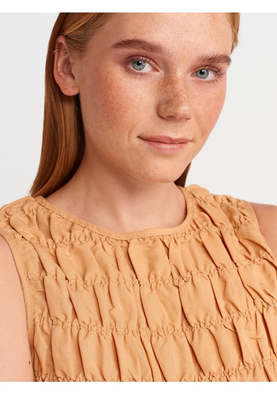 Dilvin 50845 Kolsuz Crop Bluz-bej Bej