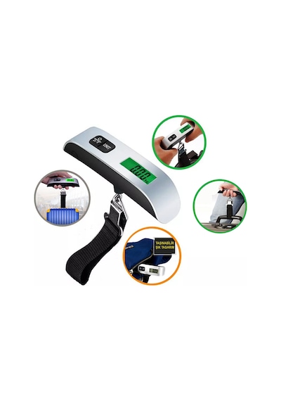 Dijital Işıklı Elektronik Askılı El Bagaj Tartısı Bavul  Kantarı