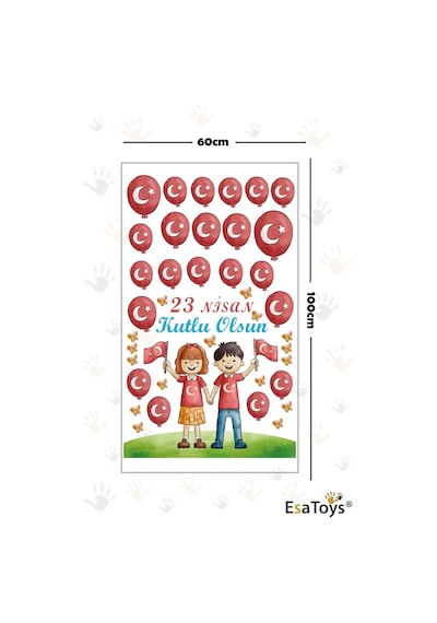 23 Nisan Temalı Balon Bayraklı Çocuk Odası Sticker Seti