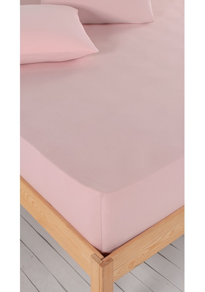 Penye Lastikli Çarşaf, 160 200 Çift Kişilik %100 Pamuk Örme Kumaş, 145 Gr/m² Pudra