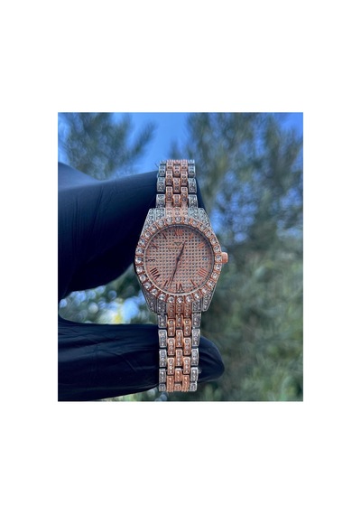 Taşlı Lüks Metak Kordon Kadın Kol Saati Rose/gümüşpembe - 652120563 İki Renk