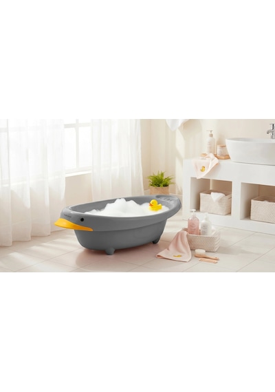 Babyjem Neşeli Ördek Bebek Banyo Küveti Soft Gri Çok Renkli