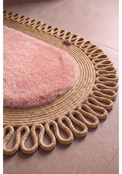 Banyo Paspası Takımı 60x100+60x60 Cm Dış Trikot Pembe & Camel