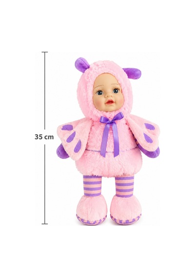 Sevimli Bebek Yüzlü Arı Peluş Oyuncak Arı Kostümlü Büyük Boy Bebek 35 Cm Pembe